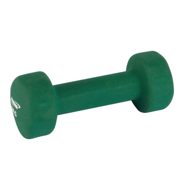 2kg A single 2kg Trojan green dumbbell with hexagonal ends and a textured matte finish rests on a white background.